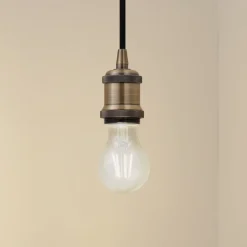 Lindby pendellampe Hattie, messing, Ø 5 cm, metal, E27