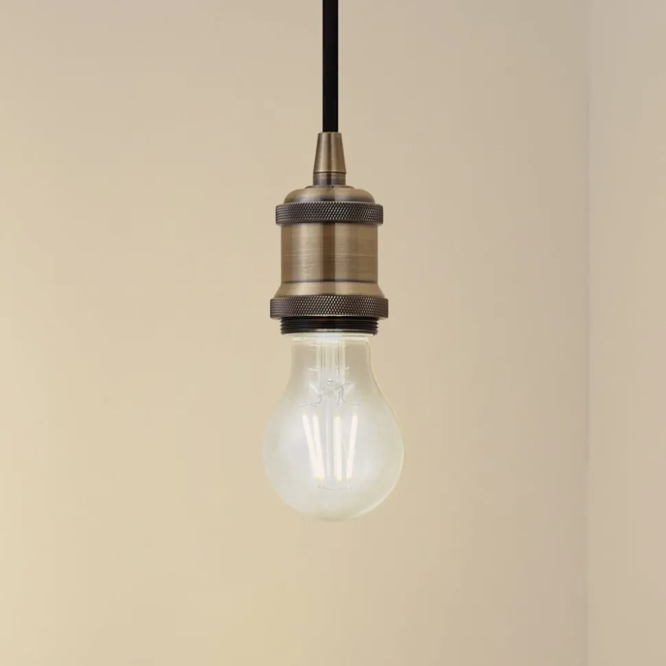 Lindby pendellampe Hattie, messing, Ø 5 cm, metal, E27
