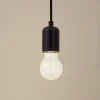 Lindby pendellampe Hattie, sort, Ø 4,7 cm, metal, E27