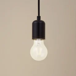 Lindby pendellampe Hattie, sort, Ø 4,7 cm, metal, E27