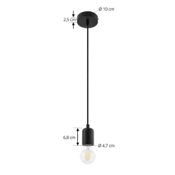 Lindby pendellampe Hattie, sort, Ø 4,7 cm, metal, E27
