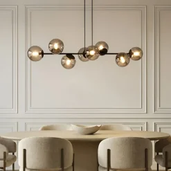 Lindby pendellampe Isamer, røggrå, 130 cm, globus