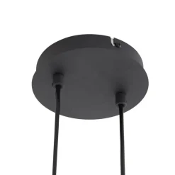 Lindby pendellampe Isamer, smoke grey/amber, 130 cm, globe