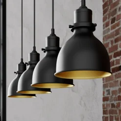 Lindby pendellampe Jasminka, sort/guld, metal, 4 lyskilder.