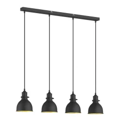 Lindby pendellampe Jasminka, sort/guld, metal, 4 lyskilder.