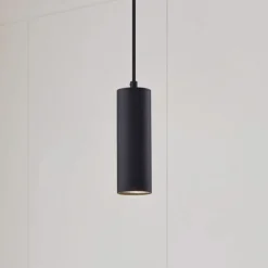 Lindby pendellampe Joffrey, Ø 6 cm, sort, metal, GU10