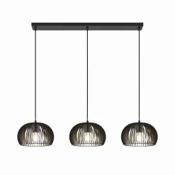 Lindby pendellampe Jusra, sort, metal, 3 lyskilder, 99 cm