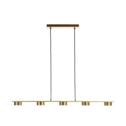 Lindby pendellampe Kaylou, 5 lyskilder, bronzefarvet, aluminium
