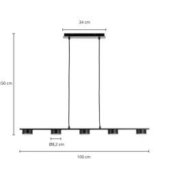 Lindby pendellampe Kaylou, 5 lyskilder, bronzefarvet, aluminium
