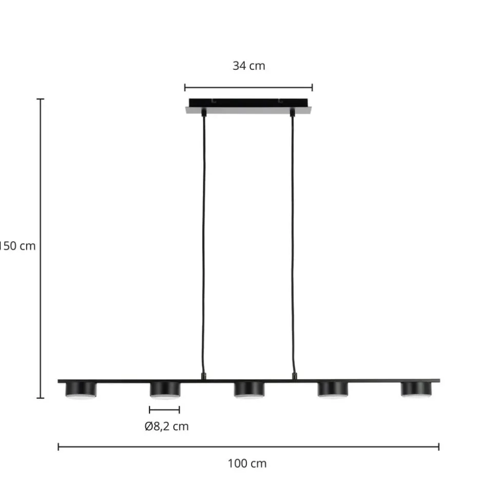 Lindby pendellampe Kaylou, 5 lyskilder, bronzefarvet, aluminium