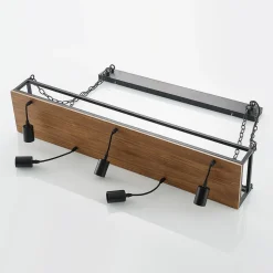 Lindby pendellampe Kirista, 5 lyskilder, sort, træ, 100 cm