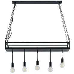 Lindby pendellampe Kirista, 5 lyskilder, sort, metal, 100 cm