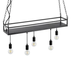 Lindby pendellampe Kirista, 5 lyskilder, sort, metal, 100 cm