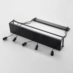 Lindby pendellampe Kirista, 5 lyskilder, sort, metal, 100 cm