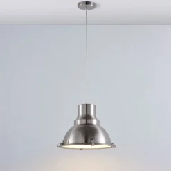 Lindby pendellampe Letty, Ø 39 cm, nikkelfarvet, metal, E27