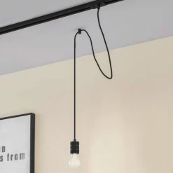 Lindby pendellampe Linaro, Ø 4,6 cm, sort, 1-faset, E27