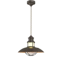 Lindby pendellampe Louisanne, brun, metal, Ø 35 cm