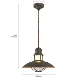 Lindby pendellampe Louisanne, brun, metal, Ø 35 cm