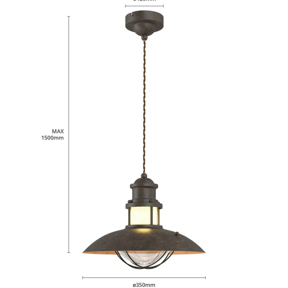 Lindby pendellampe Louisanne, brun, metal, Ø 35 cm