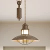 Lindby pendellampe Louisanne, justerbar, brun, Ø 35 cm