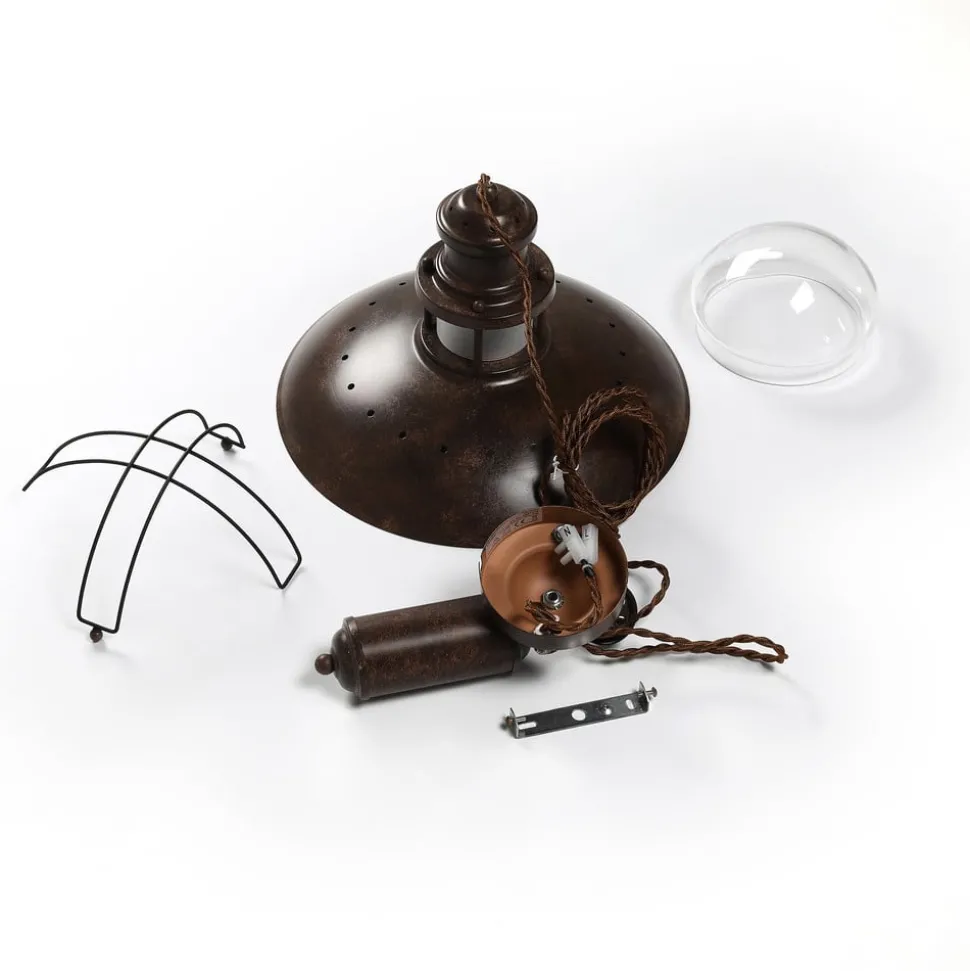 Lindby pendellampe Louisanne, justerbar, brun, Ø 35 cm