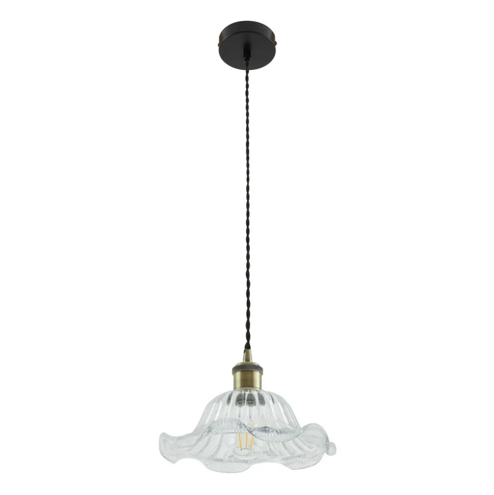 Lindby pendellampe Ludowika, transparent, glas, Ø25cm, E27