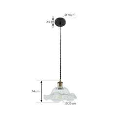 Lindby pendellampe Ludowika, transparent, glas, Ø25cm, E27