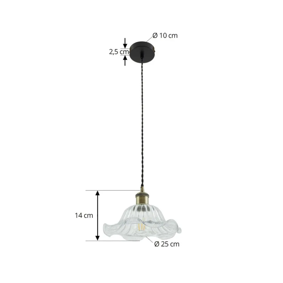 Lindby pendellampe Ludowika, transparent, glas, Ø25cm, E27