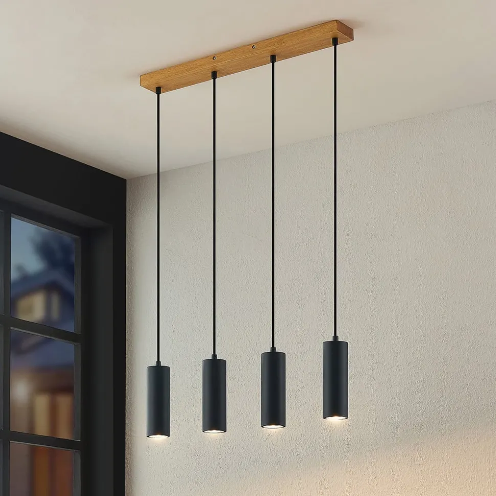 Lindby pendellampe Maniva. 60 cm, 4 lyskilder, sort, GU10
