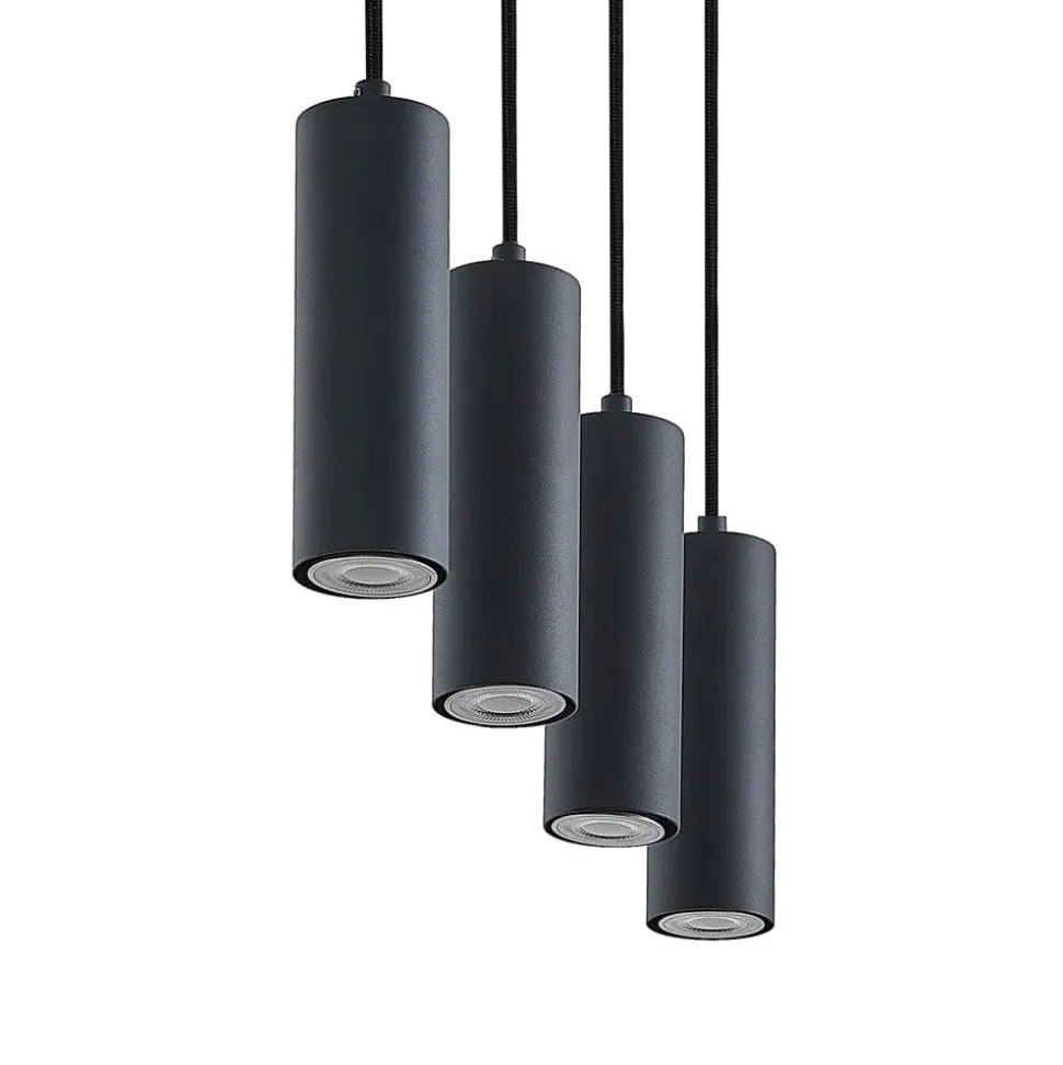 Lindby pendellampe Maniva. 60 cm, 4 lyskilder, sort, GU10