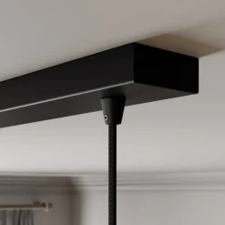 Lindby pendellampe Marla, 3 lyskilder, glas, røgfarvet grå, 102 cm