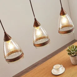 Lindby pendellampe Millina, 70 cm, rustbrun, 3 lyskilder.