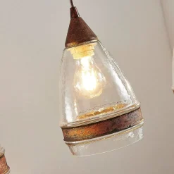 Lindby pendellampe Millina, 70 cm, rustbrun, 3 lyskilder.