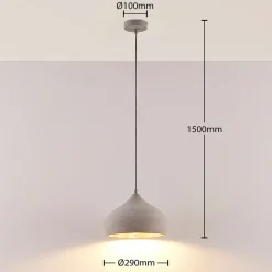 Lindby pendellampe Morton, Ø 29 cm, grå, beton, E27