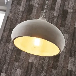 Lindby pendellampe Morton, Ø 29 cm, grå, beton, E27
