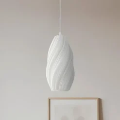 Lindby pendellampe Nuvia, Ø 15,5 cm, hvid, 3D-print