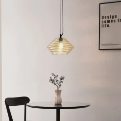 Lindby pendellampe Orliana, Ø 35 cm, ravfarvet, glas