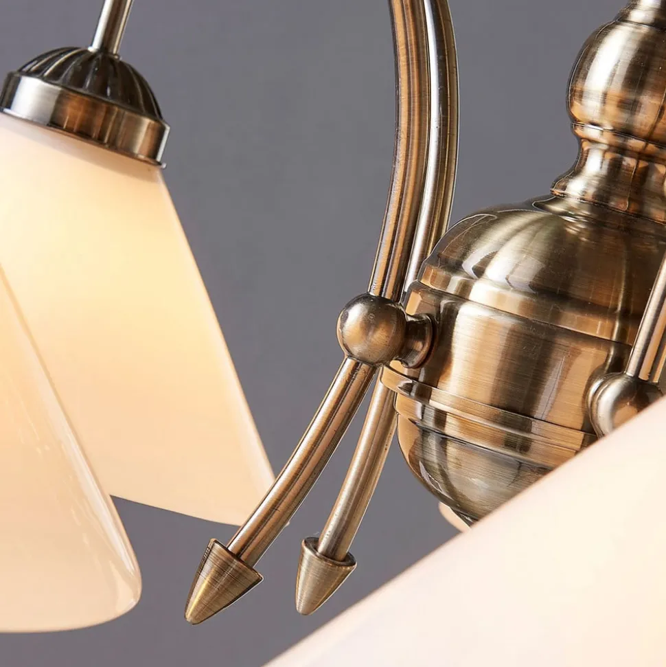 Lindby pendellampe Otis, Ø 68 cm, 5 lyskilder, hvid, glas, E27