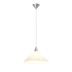 Lindby pendellampe Petra, hvid, glas, Ø 40 cm, kegle, E27