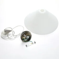 Lindby pendellampe Petra, hvid, glas, Ø 40 cm, kegle, E27