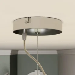 Lindby pendellampe Pikka, hvid, tekstil, Ø 50 cm, E27