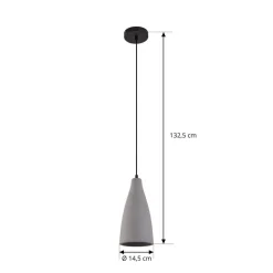 Lindby pendellampe Sanne, grå, beton, Ø 15 cm, E27