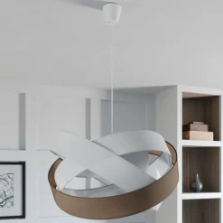 Lindby pendellampe Simaria, brun/grå/hvid, Ø 60 cm, E27