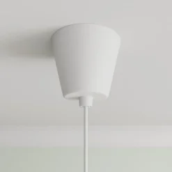 Lindby pendellampe Simaria, hvid, tekstil, Ø 60 cm, E27