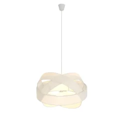 Lindby pendellampe Simaria, hvid, tekstil, Ø 60 cm, E27