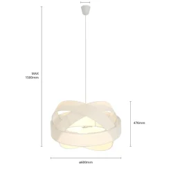 Lindby pendellampe Simaria, hvid, tekstil, Ø 60 cm, E27