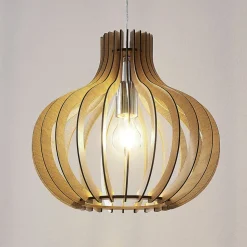 Lindby pendellampe Sina, Ø 35 cm, træ, E27