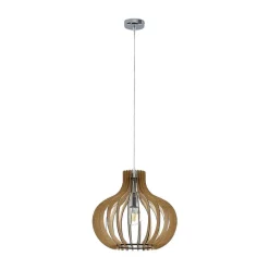 Lindby pendellampe Sina, Ø 35 cm, træ, E27