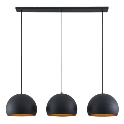 Lindby pendellampe Tarjei, 146 cm lang, sort/guld, metal