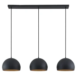 Lindby pendellampe Tarjei, længde 120 cm, sort/guld, metal